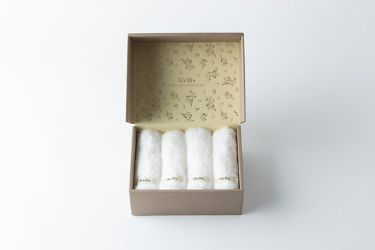 【NewYear SALE】Wellis Sustainable cotton Wash towel 4-pieces Gift