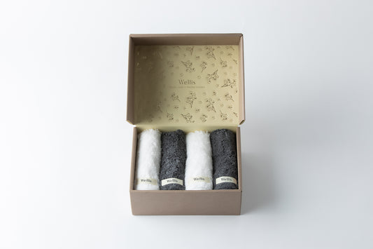 【NewYear SALE】Wellis Sustainable cotton Wash towel 4-pieces Gift