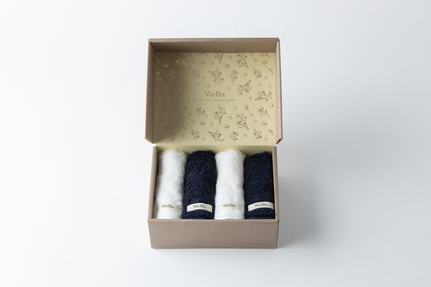 【NewYear SALE】Wellis Sustainable cotton Wash towel 4-pieces Gift